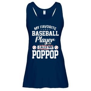 Baseball Dad My Favorite Baseball Player Calls Me PopPop Ladies Essential Flowy Tank