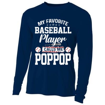 Baseball Dad My Favorite Baseball Player Calls Me PopPop Cooling Performance Long Sleeve Crew