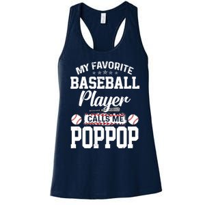 Baseball Dad My Favorite Baseball Player Calls Me PopPop Women's Racerback Tank