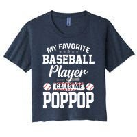 Baseball Dad My Favorite Baseball Player Calls Me PopPop Women's Crop Top Tee