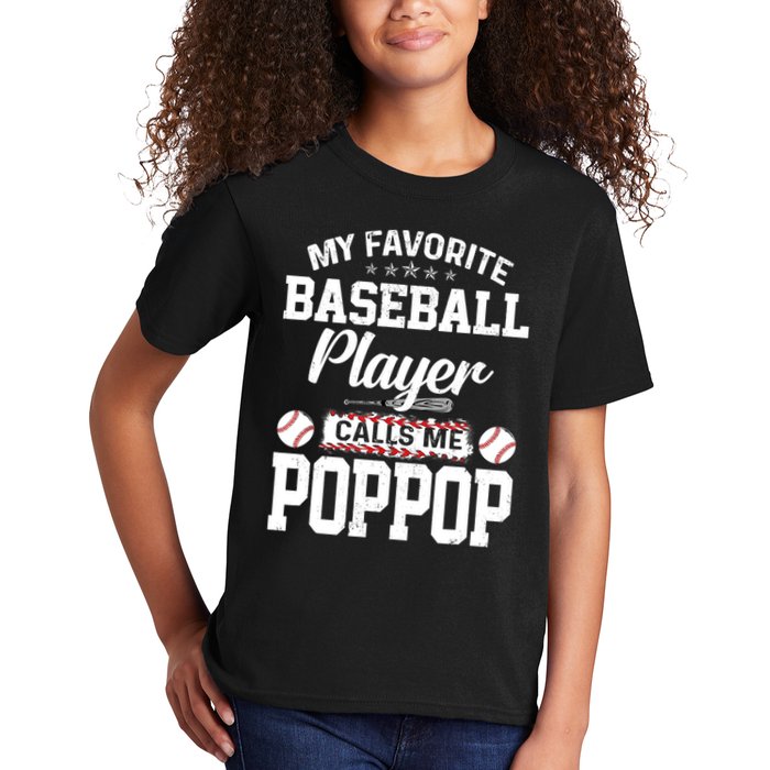 Baseball Dad My Favorite Baseball Player Calls Me PopPop Kids T-Shirt