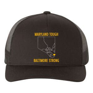 Black Design Maryland Tough Baltimore Strong Yupoong Adult 5-Panel Trucker Hat