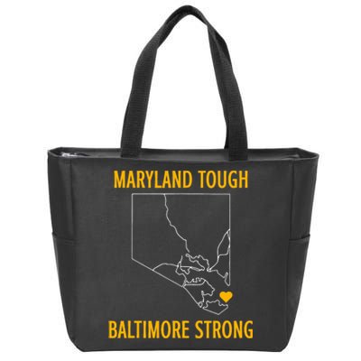 Black Design Maryland Tough Baltimore Strong Zip Tote Bag