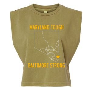 Black Design Maryland Tough Baltimore Strong Garment-Dyed Women's Muscle Tee