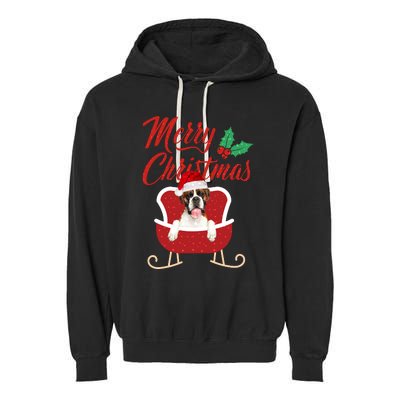 Boxer Dog Merry Christmas Design For The Holiday Season! Garment-Dyed Fleece Hoodie