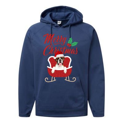 Boxer Dog Merry Christmas Design For The Holiday Season! Performance Fleece Hoodie