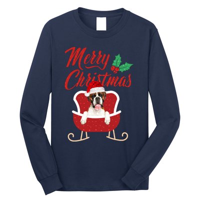 Boxer Dog Merry Christmas Design For The Holiday Season! Long Sleeve Shirt