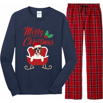 Boxer Dog Merry Christmas Design For The Holiday Season! Long Sleeve Pajama Set