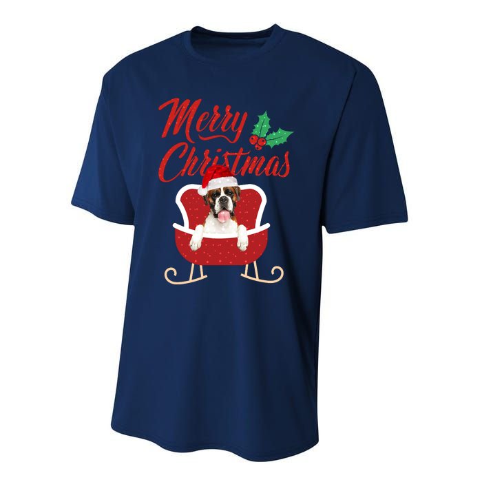 Boxer Dog Merry Christmas Design For The Holiday Season! Performance Sprint T-Shirt