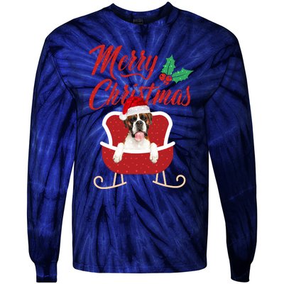 Boxer Dog Merry Christmas Design For The Holiday Season! Tie-Dye Long Sleeve Shirt