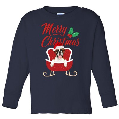 Boxer Dog Merry Christmas Design For The Holiday Season! Toddler Long Sleeve Shirt