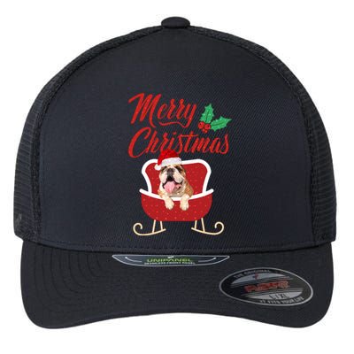 Bulldog Dog Merry Christmas Design For The Holiday Season! Flexfit Unipanel Trucker Cap