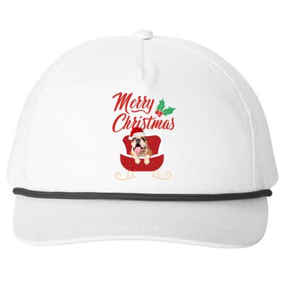 Bulldog Dog Merry Christmas Design For The Holiday Season! Snapback Five-Panel Rope Hat