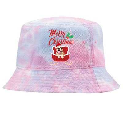 Bulldog Dog Merry Christmas Design For The Holiday Season! Tie-Dyed Bucket Hat