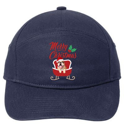 Bulldog Dog Merry Christmas Design For The Holiday Season! 7-Panel Snapback Hat