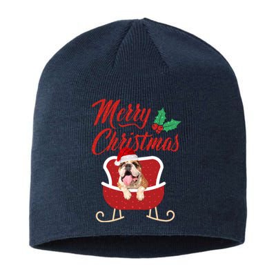 Bulldog Dog Merry Christmas Design For The Holiday Season! Sustainable Beanie