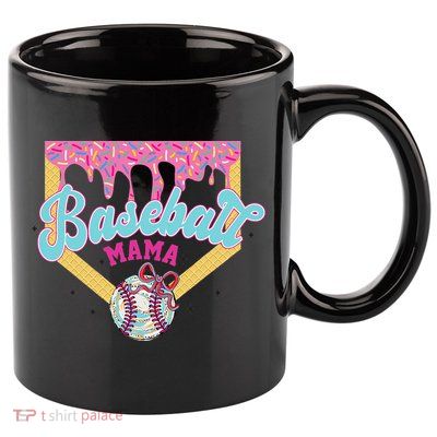 Baseball Drip Mama Ice Cream Drip Baseball Mom 11oz C Handle Ceramic Mug