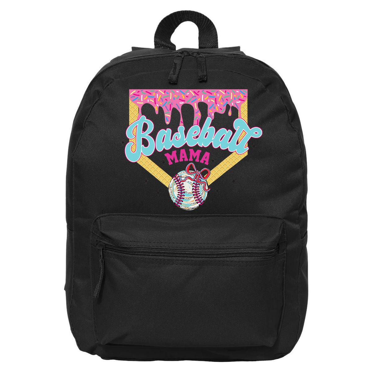 Baseball Drip Mama Ice Cream Drip Baseball Mom 16 in Basic Backpack