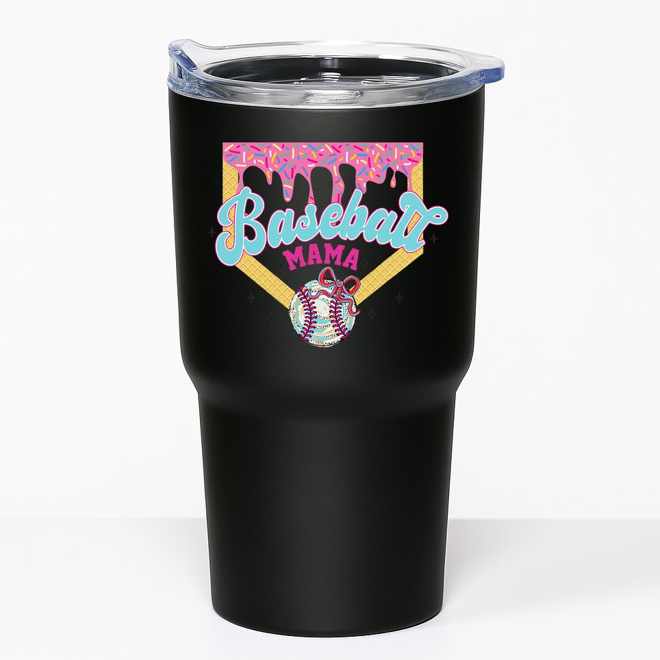 Baseball Drip Mama Ice Cream Drip Baseball Mom Tumbler