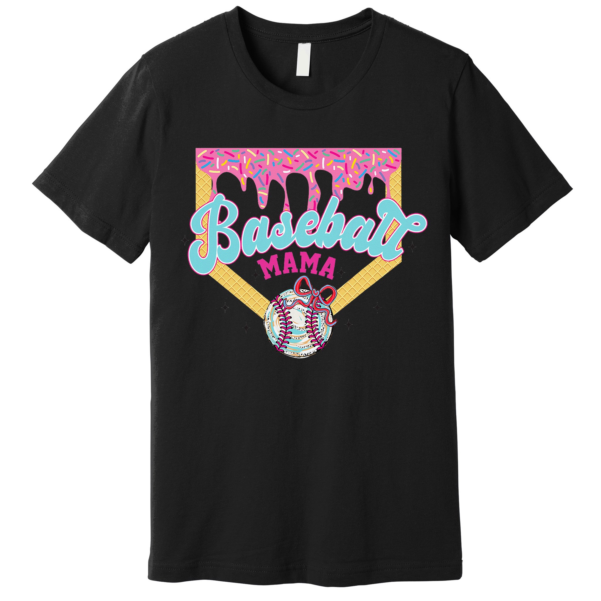 Baseball Drip Mama Ice Cream Drip Baseball Mom Premium T-Shirt