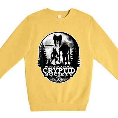 Bigfoot Dogman Mothman Ufo; National Cryptid Society Logo Premium Crewneck Sweatshirt