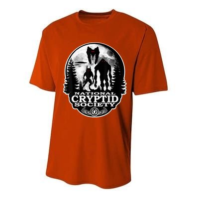 Bigfoot Dogman Mothman Ufo; National Cryptid Society Logo Performance Sprint T-Shirt