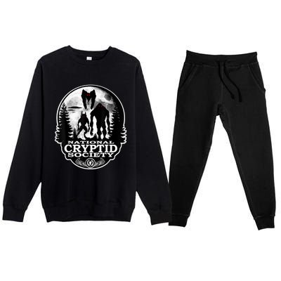 Bigfoot Dogman Mothman Ufo; National Cryptid Society Logo Premium Crewneck Sweatsuit Set