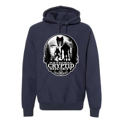 Bigfoot Dogman Mothman Ufo; National Cryptid Society Logo Premium Hoodie