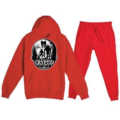 Bigfoot Dogman Mothman Ufo; National Cryptid Society Logo Premium Hooded Sweatsuit Set