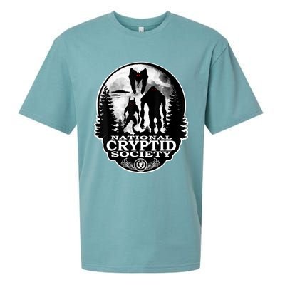 Bigfoot Dogman Mothman Ufo; National Cryptid Society Logo Sueded Cloud Jersey T-Shirt