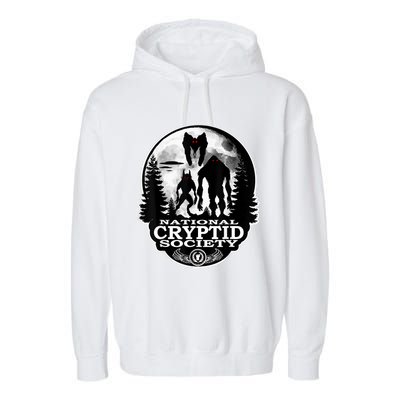 Bigfoot Dogman Mothman Ufo; National Cryptid Society Logo Garment-Dyed Fleece Hoodie