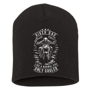 Biker Dad Motorcycle Fathers Day Design For Fathers Short Acrylic Beanie