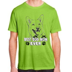 Best Dog Mom Ever Pembroke Welsh Simple Line Art Cute Gift Adult ChromaSoft Performance T-Shirt