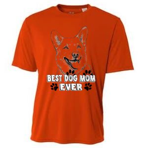 Best Dog Mom Ever Pembroke Welsh Simple Line Art Cute Gift Cooling Performance Crew T-Shirt