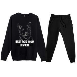 Best Dog Mom Ever Pembroke Welsh Simple Line Art Cute Gift Premium Crewneck Sweatsuit Set