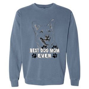 Best Dog Mom Ever Pembroke Welsh Simple Line Art Cute Gift Garment-Dyed Sweatshirt