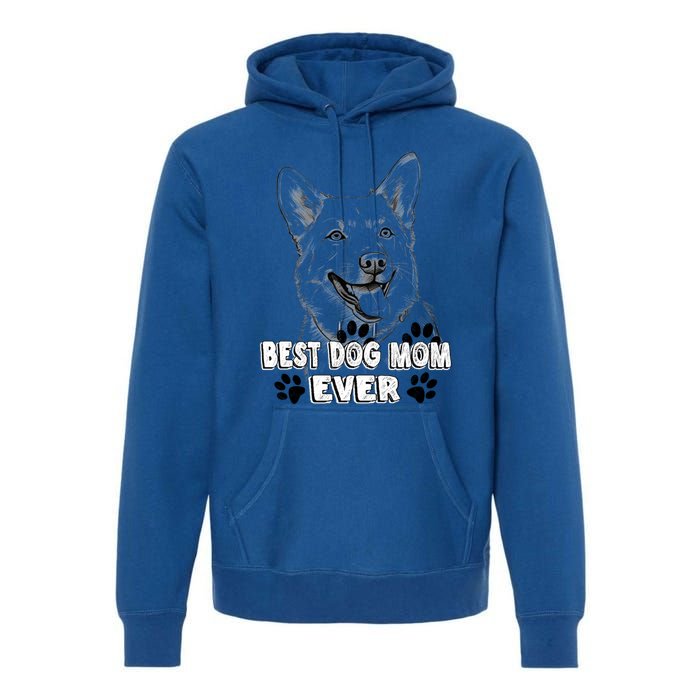 Best Dog Mom Ever Pembroke Welsh Simple Line Art Cute Gift Premium Hoodie