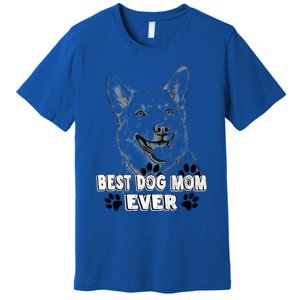 Best Dog Mom Ever Pembroke Welsh Simple Line Art Cute Gift Premium T-Shirt