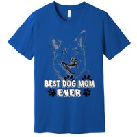 Best Dog Mom Ever Pembroke Welsh Simple Line Art Cute Gift Premium T-Shirt