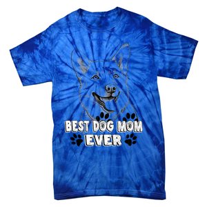 Best Dog Mom Ever Pembroke Welsh Simple Line Art Cute Gift Tie-Dye T-Shirt