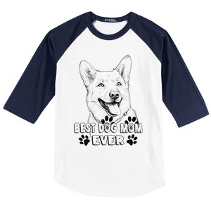 Best Dog Mom Ever Pembroke Welsh Simple Line Art Cute Gift Baseball Sleeve Shirt