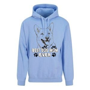 Best Dog Mom Ever Pembroke Welsh Simple Line Art Cute Gift Unisex Surf Hoodie