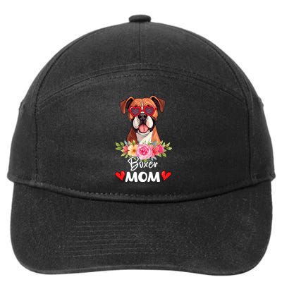 Boxer Dog Mama Mom Sunglasses Flower Dog Lover Owner 7-Panel Snapback Hat