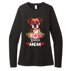 Boxer Dog Mama Mom Sunglasses Flower Dog Lover Owner Womens CVC Long Sleeve Shirt