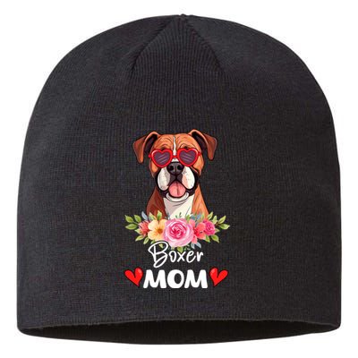 Boxer Dog Mama Mom Sunglasses Flower Dog Lover Owner Sustainable Beanie