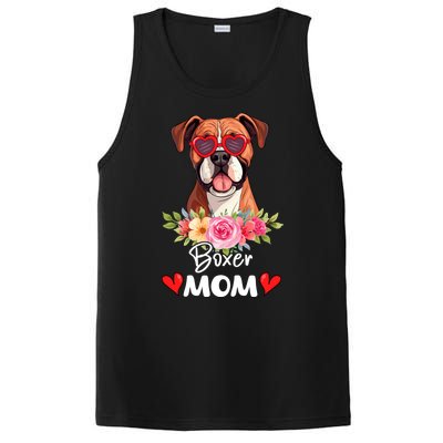 Boxer Dog Mama Mom Sunglasses Flower Dog Lover Owner PosiCharge Competitor Tank