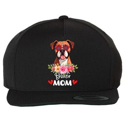 Boxer Dog Mama Mom Sunglasses Flower Dog Lover Owner Wool Snapback Cap