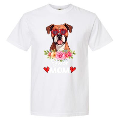 Boxer Dog Mama Mom Sunglasses Flower Dog Lover Owner Garment-Dyed Heavyweight T-Shirt