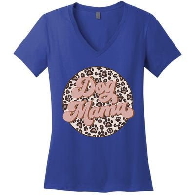 Bleached Dog Mama Leopard And Boho Mom Life Mothers Day Gift Women's V-Neck T-Shirt