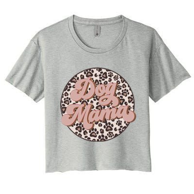 Bleached Dog Mama Leopard And Boho Mom Life Mothers Day Gift Women's Crop Top Tee